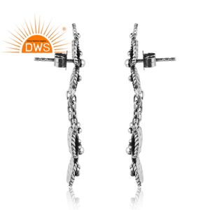 Pendiente colgante de diseño Floral de plata de ley oxidada de gran venta, joyería personalizada para mujer, regalo para ella - Product Image 3