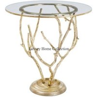 Feuille florale Designer métal décoratif fin et table d'appoint couleur argent brillant poli nickelé à la main concepteur fournitures
