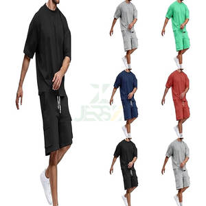 Ensemble de vêtements décontractés pour hommes en taille plus, respirant, à séchage rapide, 2 pièces, t-shirt à manches courtes ample, short, col rond, léger, pour l'entraînement en salle de sport - Product Image 5