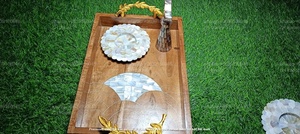 Frascos de Acrílico Premium para Dulces y Frutos Secos con Bandeja de Madera con Incrustaciones de Conchas Hechas a Mano, Regalos Empresariales, 150 ml, Clásico - Product Image 5