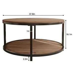 Mesa de Centro de Metal de Lujo con Base de Madera, Mesa Auxiliar Redonda Moderna, Duradera, Elegante para Muebles de Sala de Estar - Product Image 2