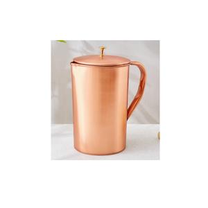 Jarra de cobre con acabado brillante martillado con mango de latón y Base para servir agua, uso doméstico en la cocina - Product Image 3