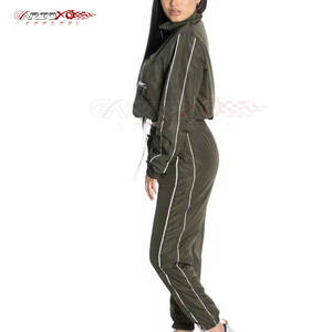 Traje cortavientos ligero para mujer con chaqueta con cremallera completa y cómodos pantalones a juego Traje cortavientos de dos piezas - Product Image 3