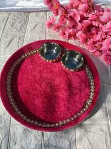 Juego de Thali de Acero y Terciopelo Decorativo para el Hogar, Festival Indio, Artículos de Pooja, Bodas e Ideal para Regalos de Recuerdo - Product Image 6