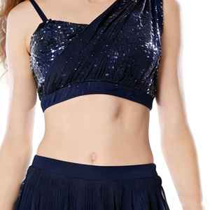 Uniforme de Animadoras de Alta Calidad con Mezcla de Spandex Transpirable y Detalles de Diamantes de Primera Calidad - Product Image 3