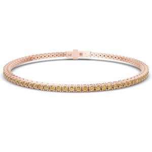 Citrus Lemon Yellow Round Lab Grown Diamond Tennis Bracelet 2 Ct Tw VS Clarity 83 Diamonds 14K <b>Solid</b> <b>Gold</b> Bright Zesty Pop - Product Image 2