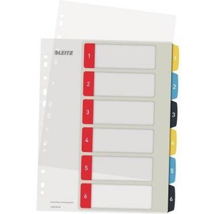 Extra Wide Leitz Cosy Number Register for DIN <b>A4</b> <b>Folders</b> 1-6 Holes Polypropylene Multicoloured - Product Image 1