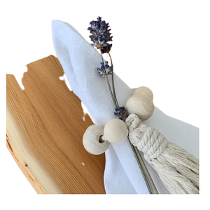 Vente en gros pas cher Rond de serviette en laiton macramé fait à la main Porte-serviettes en bois pour décoration de table de mariage - Product Image 2