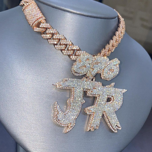 Colgante de Letra JESUS CHED de Hip Hop Personalizado, Chapado en Oro, de Plata de Ley, con Moissanita y Perla de Agua Salada, con Cadena de Cuerda - Product Image 6