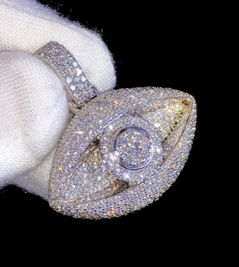 Montre à œil en cristal véritable pour homme, collier avec pendentif religieux glacé, alliage, hip hop, cadeau de fiançailles, cadeau d'anniversaire - Product Image 5