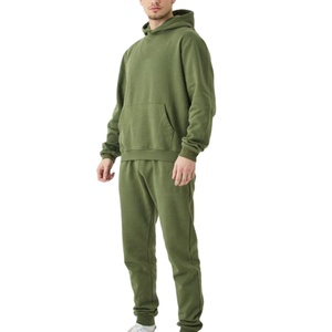 Conjunto Deportivo de Invierno para Hombre, 100% Algodón, Felpa, Sudadera con Capucha, Color Sólido, Manga Larga, Bolsillos Delanteros, Pantalones Deportivos - Product Image 1