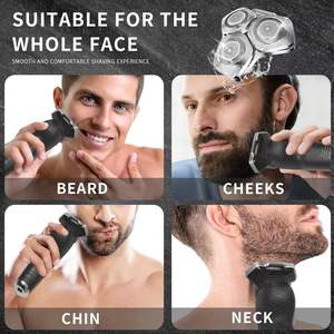 Cabezales de Repuesto para Afeitadora Eléctrica de Triple Cuchilla, Resistentes al Agua IPX7, con Fuente de Alimentación USB, Lavables, para Afeitadoras Rotatorias, Color Plateado - Product Image 1