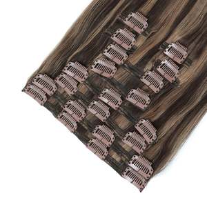 Extensiones de Cabello con Clip de 26 Pulgadas, Cabello Humano Brasileño Remy, Liso y Rizado, Tono 1B y 99J, Marrón Oscuro, Rubio Natural - Product Image 3