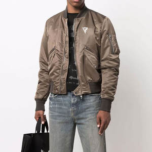 Brown Varsity Bomber Jacket Mens High Street Style Winter Stand Collar Diseño personalizado OEM Venta al por mayor 2025 Chaqueta de moda para hombres - Product Image 2