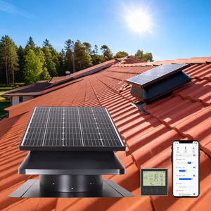 Extractor de Aire <span class=keywords><strong>Axial</strong></span> de Techo de 40W y 14'' con Energía Solar Híbrida DC+AC, IP68, para Extracción de Aire Caliente, con Rodamientos de Bolas, OEM/ODM - Product Image 1