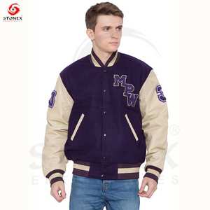 Hommes hiver chaud personnalisé Sherpa polaire haute qualité Vintage Streetwear grande taille conception Zip Up Baseball Varsity vestes - Product Image 1