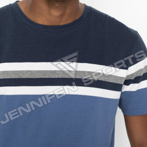 Camiseta de Manga Corta Personalizada de Fábrica para Hombre, Color Sólido, Rayas, Cuello Redondo, 100% Algodón, Corte Holgado, Estilo Urbano, Pedido al por Mayor - Product Image 4
