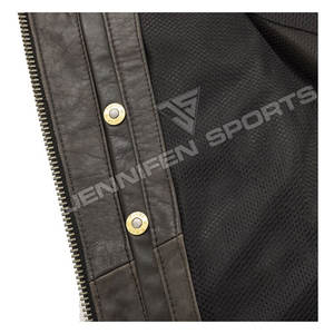 Blouson en cuir de moto pour homme, en cuir de vache véritable, lisse, avec poches poitrine, fermeture éclair, coupe-vent respirant, hiver - Product Image 6