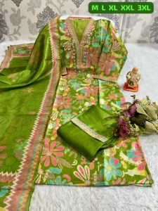 Vêtements ethniques indiens Jarna soie de qualité supérieure avec pantalon Kurti travaillé à la main et Dupatta exportateur et fournisseur indiens vente entière - Product Image 3