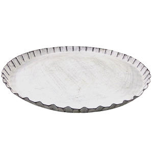 Ensemble de 2 plateaux en métal de forme ronde plateau de lavage blanc plat et assiette personnalisés faits à la main en vrac vente en gros - Product Image 2