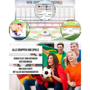2026 WM Spielplan XXL-Format Fuball Weltmeisterschaft Alle Gruppen & Spiele Im Digitaldruck Beschriftbar - Product Image 3