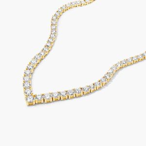 Moissanite Diamond Tennis Chain 4,5 MM Collar de corte redondo Chapado en oro amarillo Regalo personalizado para mujer en el día especial de compromiso - Product Image 5