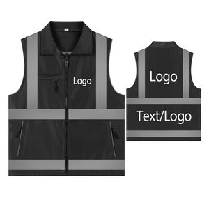Chaleco de Seguridad Reflectante Fluorescente de Alta Visibilidad, Uniforme de Trabajo de Poliéster, Logotipo Personalizado, Cremallera, Chaleco para Personal de Supermercado - Product Image 2