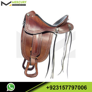 Sillín de caballo hecho de cuero genuino para carreras, alta calidad, montar a caballo, de cuero marrón, para ecuestres - Product Image 2