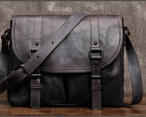 Full Grain Leather Messenger Bag Laptop Bag Corssbody Shoulder Bag Satchel Bag Sling Gifts for Him Leather <b>Briefcase</b> Man - Product Image 1