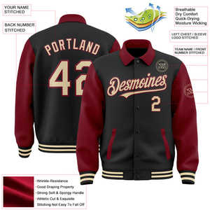 OEM personalizado bordado chaquetas de bombardero mangas de cuero Letterman béisbol Varsity chaqueta para los hombres - Product Image 4