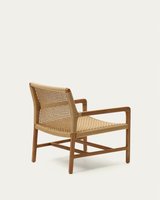 Fauteuil d'extérieur moderne et portable Nadeera avec structure en teck massif et finition naturelle en rotin tressé