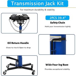 Cric hydraulique <span class=keywords><strong>de</strong></span> transmission robuste, réglable, télescopique, commande par pédale, roues pivotantes pour garage et atelier - Product Image 5