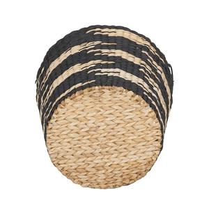 Round water hyacinth <b>basket</b> in <b>black</b> mixed <b>with</b> natural colors Handmade <b>Storage</b> <b>Basket</b> Wholesale eco-friendly Made in Vietnam - Product Image 5