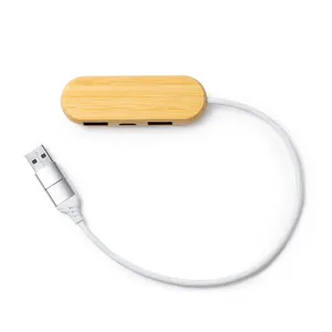 Hub USB Sostenibile in Bambù e RPET Schio, Gadget Promozionale Ecologico - Product Image 1