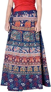 กระโปรงยาวพิมพ์ลายบล็อก กระโปรงอินเดียสำหรับผู้หญิง ผ้าฝ้าย กระโปรงยาวทรงแม็กซี่ สไตล์โบฮีเมียน สำหรับสาวๆ คละแบบ - Product Image 3