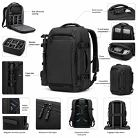 Sac à dos professionnel grande capacité pour appareil photo avec support trépied pour appareil photo reflex numérique et hybride, sac de voyage pour photographie