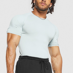Camiseta deportiva de verano para hombre, Camiseta deportiva de poliéster de alta calidad para entrenamiento, Camiseta con estampado liso para hombre - Product Image 2