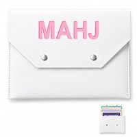 Weiße Leder-Mahjong-Karten-Clutch-Hülle für Karten, Mahjong-Zubehör, Schutzhülle mit Mahjong-Set