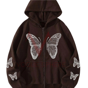 Cotton Blended High Quality Men's Customize Clothing Streetwear Hip Hop Rhinestone <b>Hoodie</b> Custom Oversized Pullover Hoodies - Product Image 2