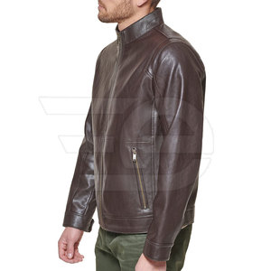 Men's Cow Skin <b>Leather</b> <b>Jacket</b> Stylish Streetwear Fashion Outerwear <b>Winter</b> Durable Casual Outfit with Front Logo - Product Image 2
