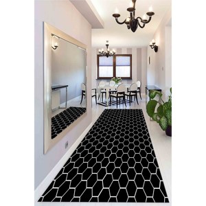 Tapis à motif nid d'abeille, tapis à motif géométrique, tapis imprimé, tapis à poils doux - Product Image 3