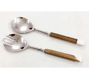 Ensemble de serveurs à salade en acier inoxydable de style minimaliste avec manche en acrylique de haute qualité, ensemble de couverts pour hôtel, cuisine, mariage, ustensiles - Product Image 2