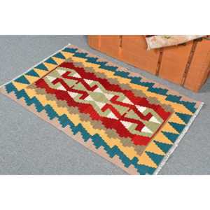 Petit tapis turc vintage 2,5x3,9 pieds, tapis en laine rouge - Product Image 3