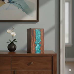 Wooden Urn <b>Box</b> Resin <b>Memorial</b> <b>Keepsake</b> Cremation Urn Handcrafted Ashes Holder Modern Brown Desktop Decor - Product Image 2