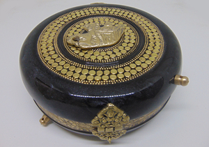 Hot product gold Resin Acrylic Round Box <b>Clutch</b> & Purse Elephant Metallic black Brass - Product Image 3