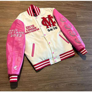 Hip Hop Vintage bordado Letterman béisbol Varsity chaqueta logotipo frontal transpirable poliéster Unisex - Product Image 6