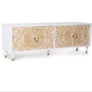 Buffet de détresse en bois de manguier sculpté antique Design moderne pour la maison Bar Ferme Salle à manger Hôtel Salon Stockage multimédia - Product Image 1