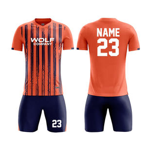 High Quality Classic Customizable Football Jersey Kits Hot Selling Stripe Soccer Uniform for <b>Boys</b> - Product Image 5