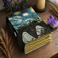 400 pages imprimées Halloween fantôme hanté journal en cuir gothique horreur journal académique couverture rigide sort cahier lecture à la main