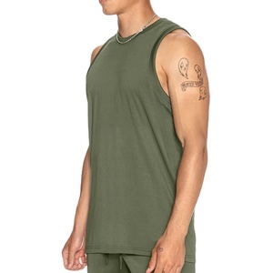 Summer 2026 Vintage Plain <b>Men's</b> Gym Tank Top Wholesale Customized Sleeveless Loose Fit Plus Size Unisex Custom Logo <b>Singlet</b> - Product Image 2